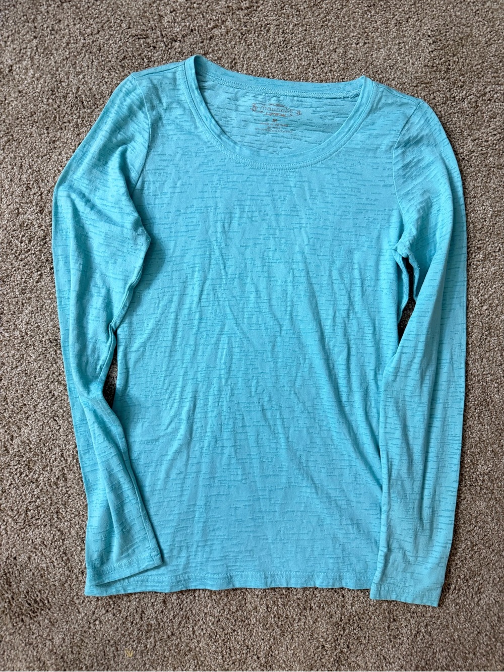 Maurices Aqua Scoop Neck Long Sleeve Top